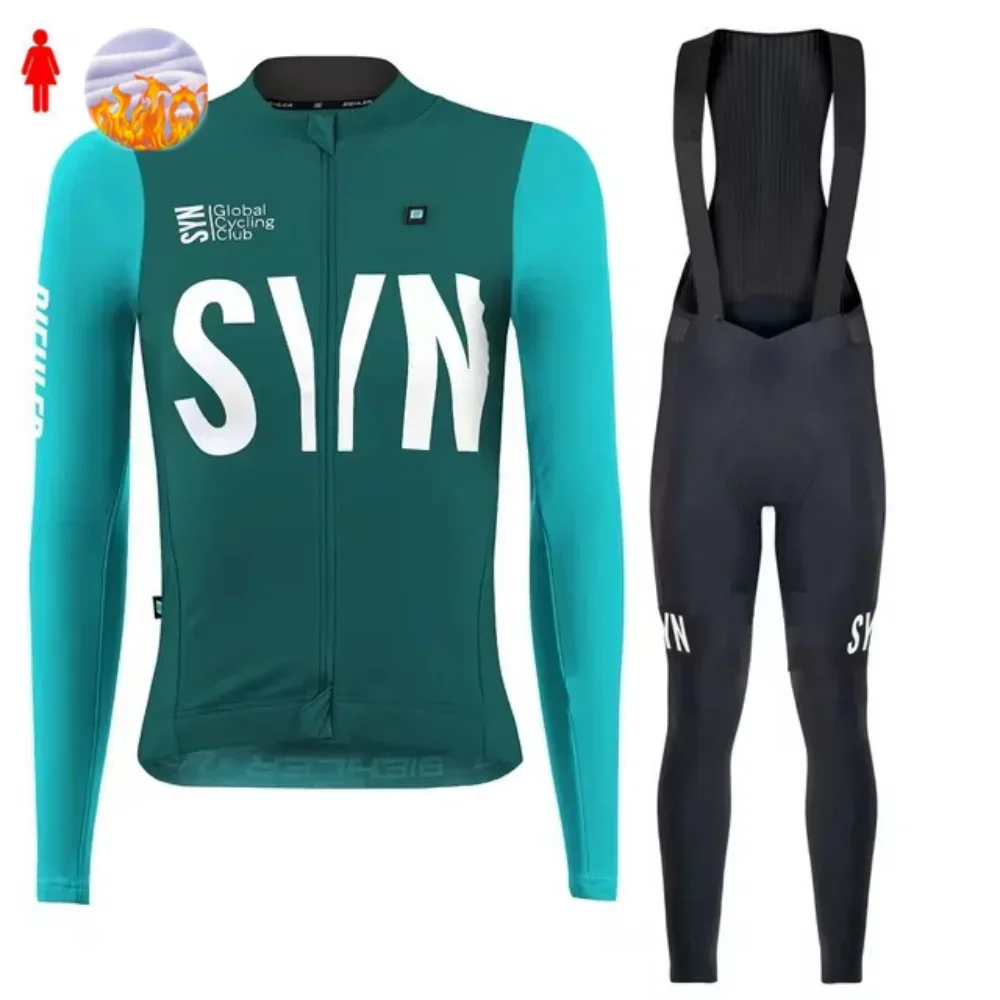 Cycling Gear Brands - Damski zimowy zestaw kolarski z polaru,